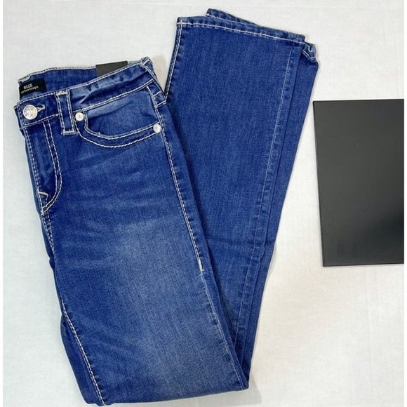 True Religion NWT Sz 28x32 Billie Big T Flap Straight Leg Mid Rinse - Picture 7 of 9